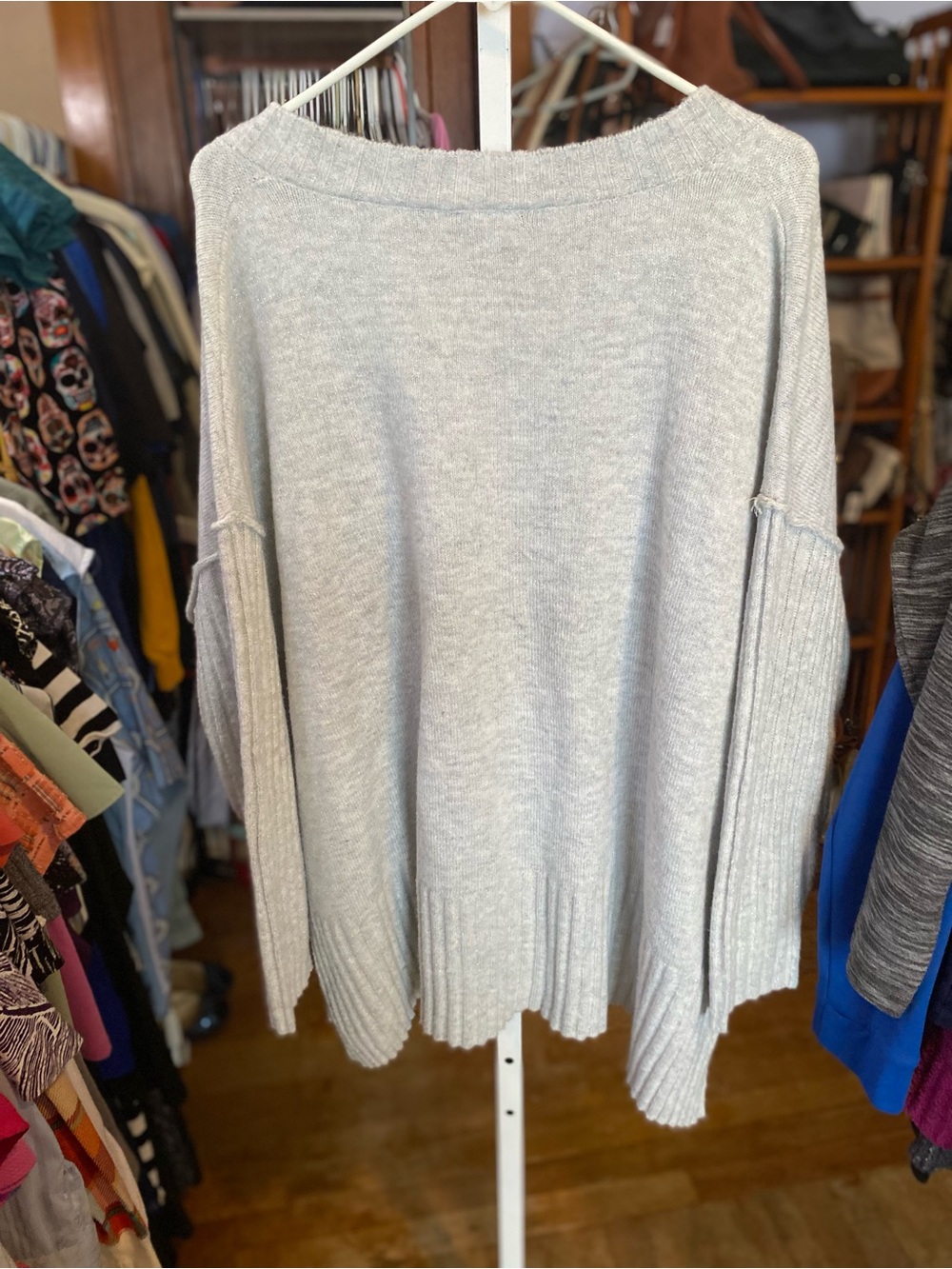 dip Light Gray V-Neck Oversized Knit Sweater - Picture 3 of 3